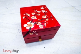 Apricot blossom hand painted lacquer box